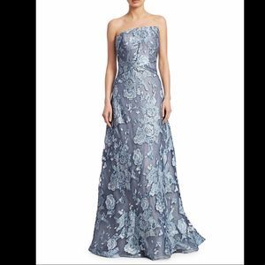 Rene Ruiz Collection Floral Fil Coupé Strapless Gown US 8 $1795